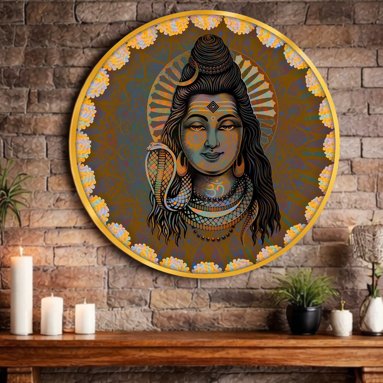 Magnifique tableau mural Seigneur Shiva pour la décoration intérieure, Art mural imprimé HD Shiva pour cadeau de mariage, Art mural pour bureau, salon, chambre et temple (30 cm)