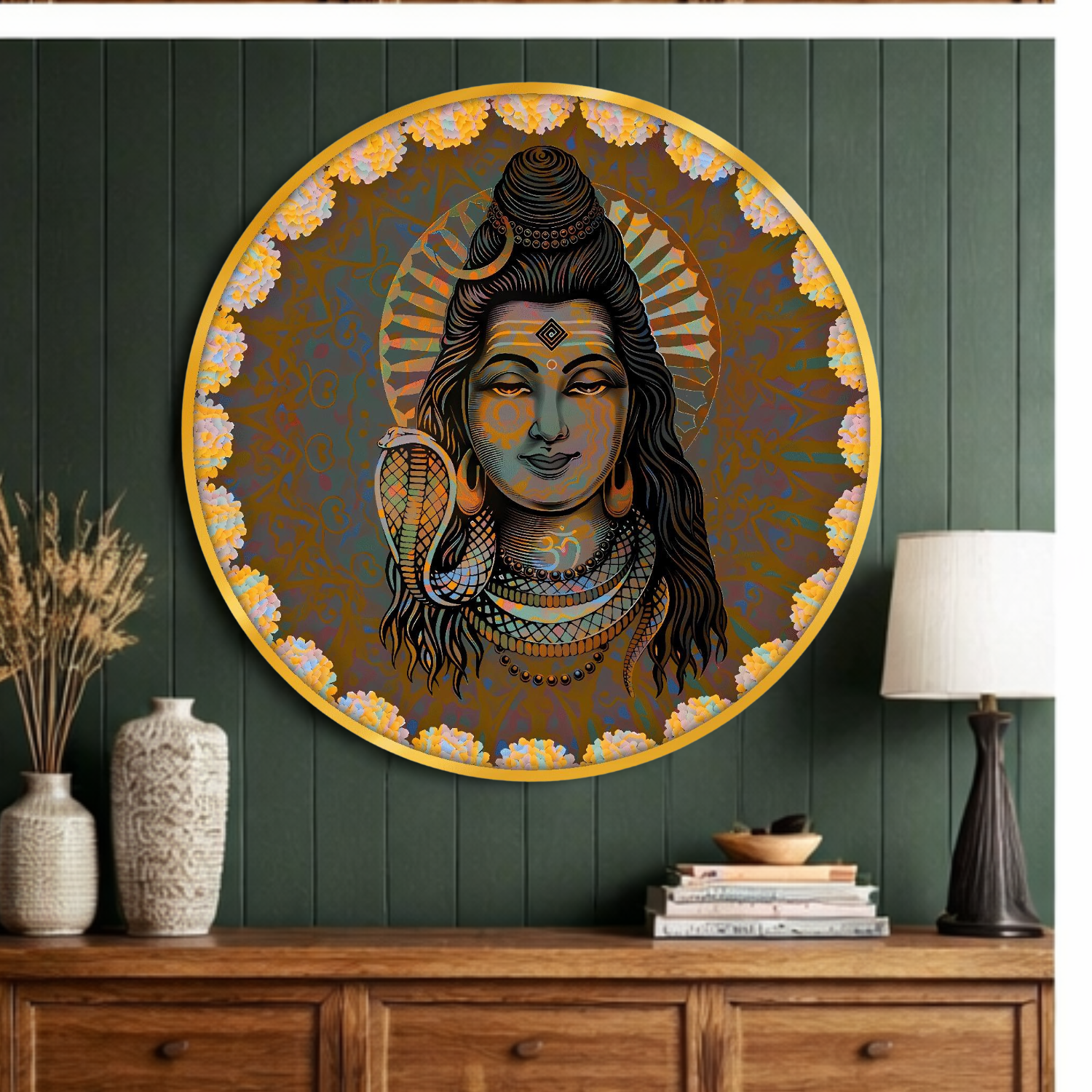 Magnifique tableau mural Seigneur Shiva pour la décoration intérieure, Art mural imprimé HD Shiva pour cadeau de mariage, Art mural pour bureau, salon, chambre et temple (30 cm)