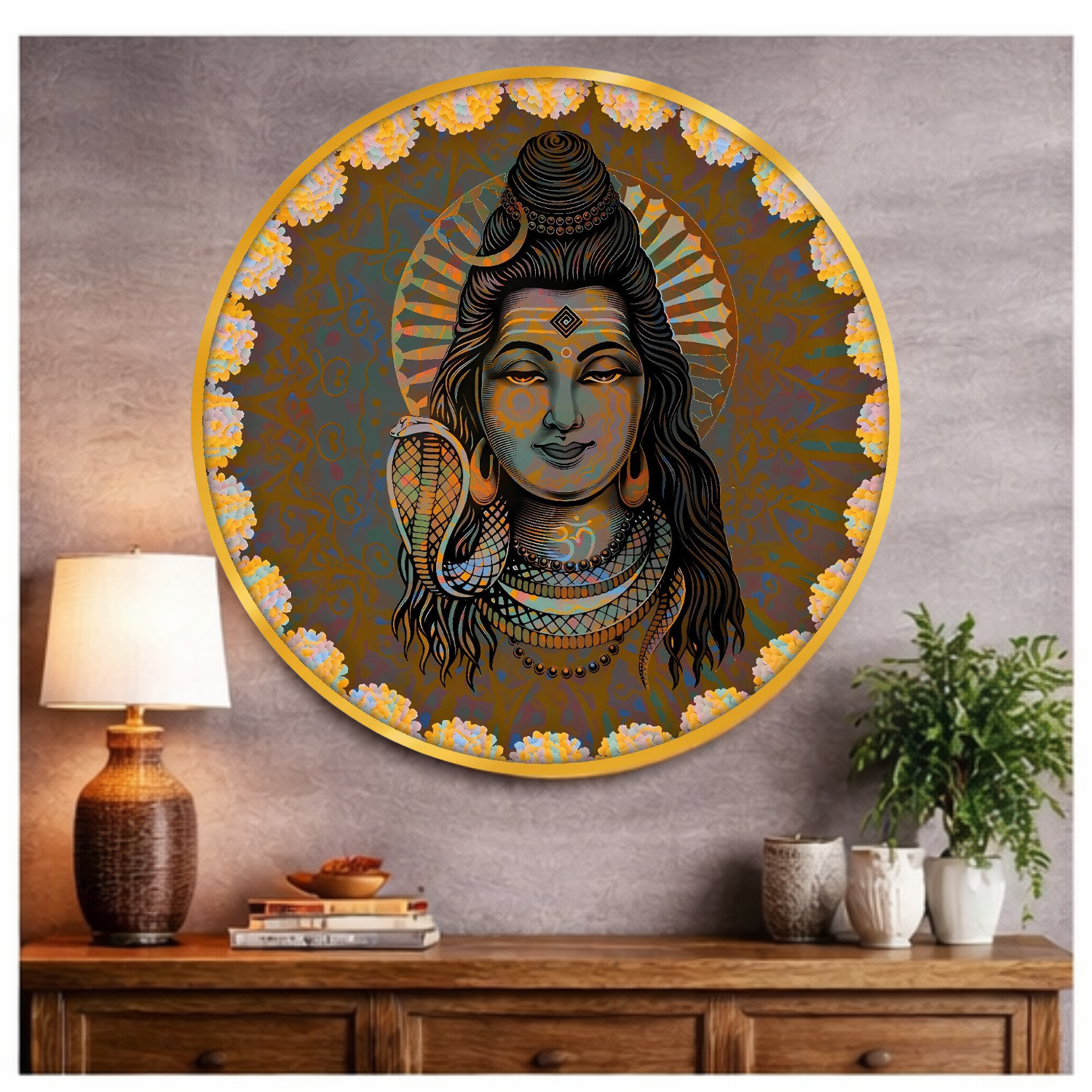 Magnifique tableau mural Seigneur Shiva pour la décoration intérieure, Art mural imprimé HD Shiva pour cadeau de mariage, Art mural pour bureau, salon, chambre et temple (30 cm)