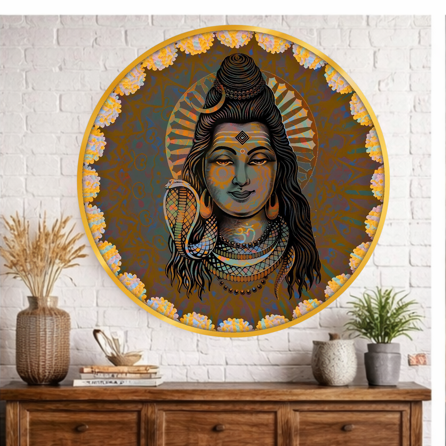 Magnifique tableau mural Seigneur Shiva pour la décoration intérieure, Art mural imprimé HD Shiva pour cadeau de mariage, Art mural pour bureau, salon, chambre et temple (30 cm)