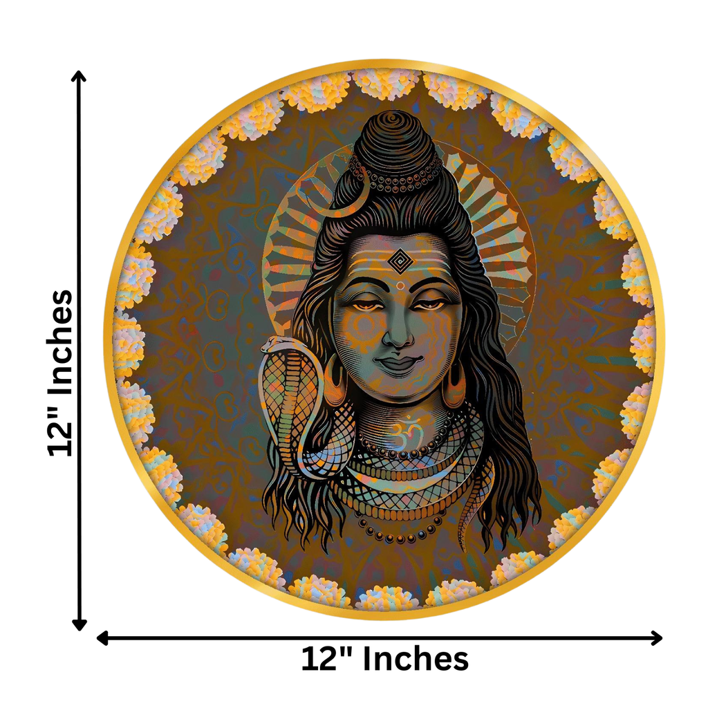 Magnifique tableau mural Seigneur Shiva pour la décoration intérieure, Art mural imprimé HD Shiva pour cadeau de mariage, Art mural pour bureau, salon, chambre et temple (30 cm)