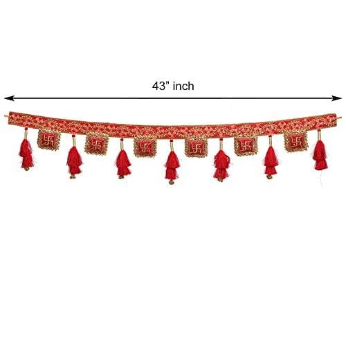 Pendentif de porte/banderole/toran fait à la main avec perles en plastique traditionnelles de qualité supérieure Swastika pour porte, banderole traditionnelle pour porte, longueur 43 pouces, multicolore