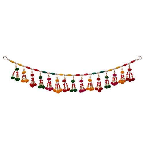 Toran de porte artisanal en perles colorées de qualité supérieure pour la décoration de la maison et de Diwali (multicolore) - 36 pouces