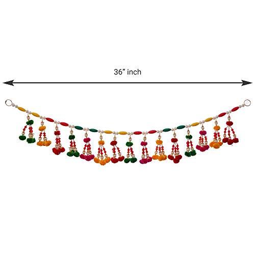 Toran de porte artisanal en perles colorées de qualité supérieure pour la décoration de la maison et de Diwali (multicolore) - 36 pouces