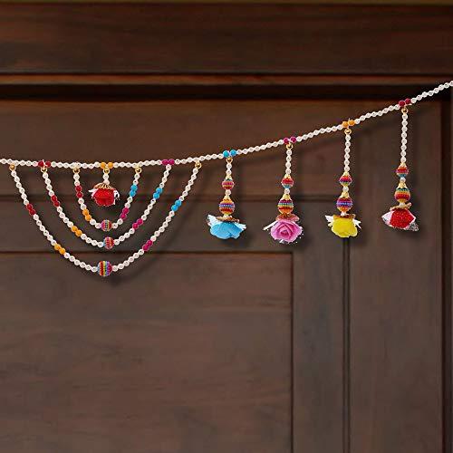 Toran de porte fait à la main pour la décoration de porte, de maison et la décoration de Diwali (multicolore) - 38 pouces