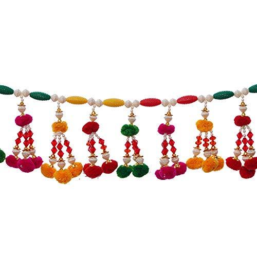 Toran de porte artisanal en perles colorées de qualité supérieure pour la décoration de la maison et de Diwali (multicolore) - 36 pouces
