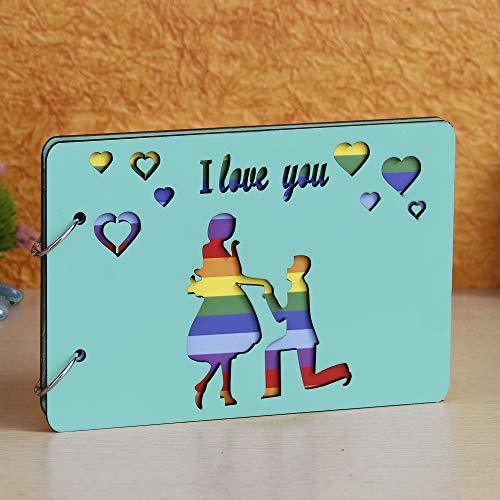 Album photo à faire soi-même en bois « Je t'aime », album de souvenirs, 26 cm x 18 cm x 4 cm (30 feuilles)