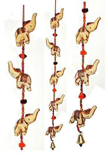 Décoration murale artisanale de clochettes colorées de Rajasthani - 99 cm (bois) 