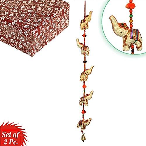 Décoration murale artisanale de clochettes colorées de Rajasthani - 99 cm (bois) 