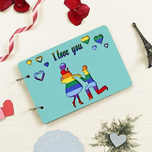 Album photo à faire soi-même en bois « Je t'aime », album de souvenirs, 26 cm x 18 cm x 4 cm (30 feuilles)