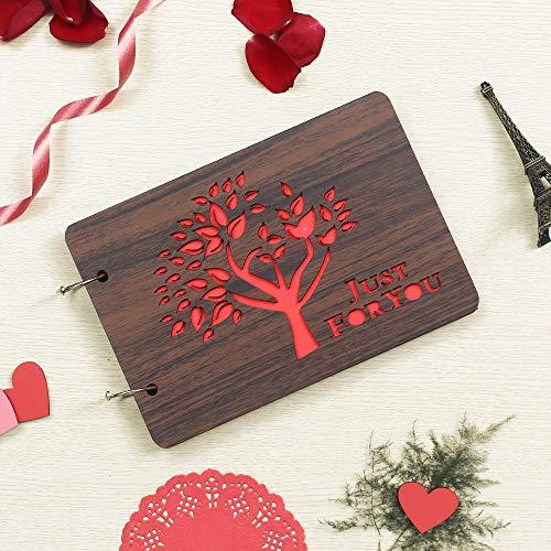 Album photo DIY en bois, scrapbooking, livre de souvenirs (26 x 16 x 4 cm, 30 feuilles)