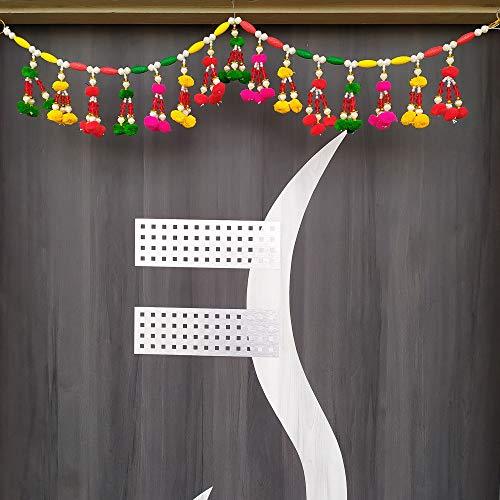 Toran de porte artisanal en perles colorées de qualité supérieure pour la décoration de la maison et de Diwali (multicolore) - 36 pouces