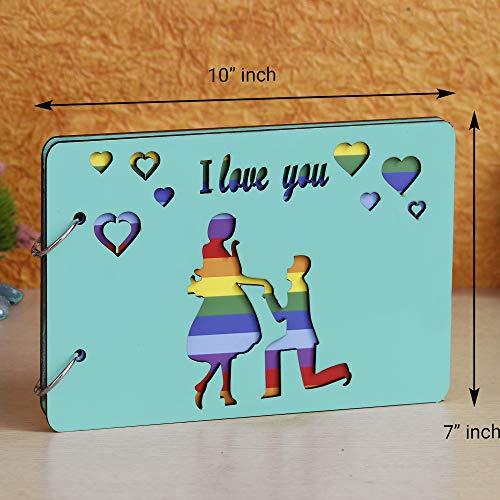 Album photo à faire soi-même en bois « Je t'aime », album de souvenirs, 26 cm x 18 cm x 4 cm (30 feuilles)
