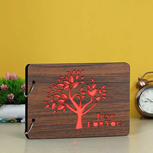 Album photo DIY en bois, scrapbooking, livre de souvenirs (26 x 16 x 4 cm, 30 feuilles)