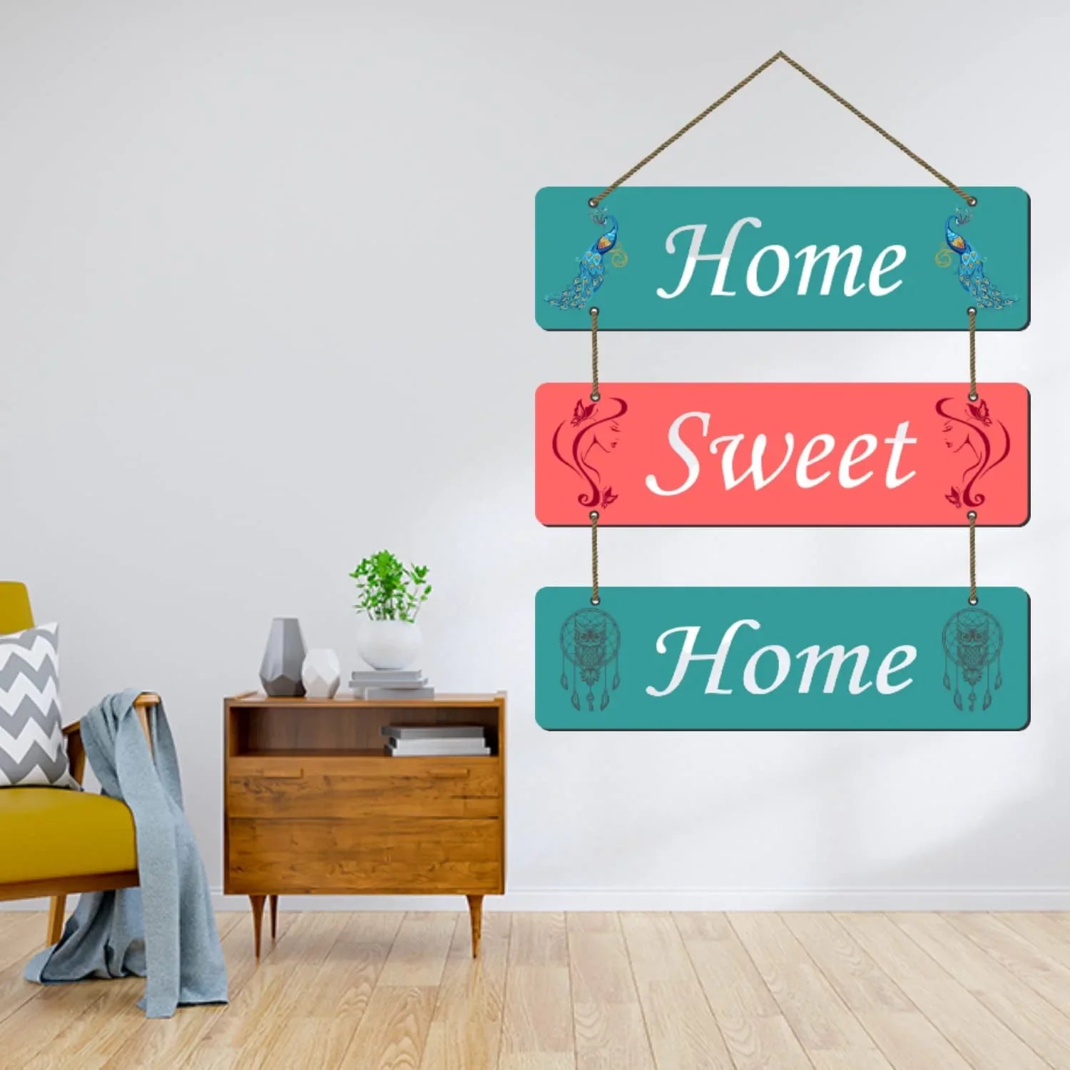 Décoration murale « Home Sweet Home » en bois pour salon, chambre, décoration d'intérieur, cadeaux, décoration avec citations, art mural pour couloir, décoration murale en MDF