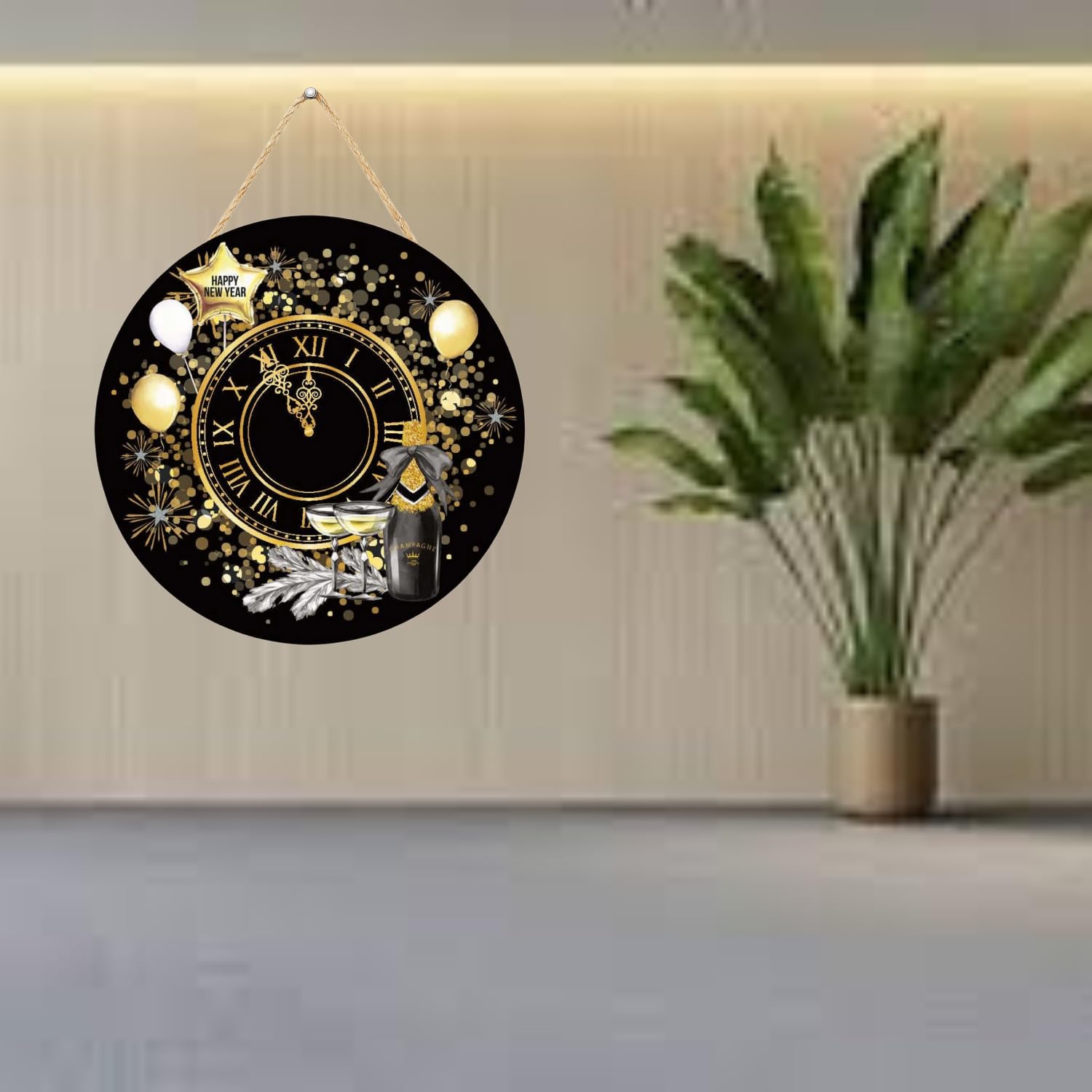 Décoration murale en bois de Nouvel An haut de gamme pour la maison et le bureau, ornement décoratif de fête de fin d'année, article de décoration d'intérieur (25 cm)