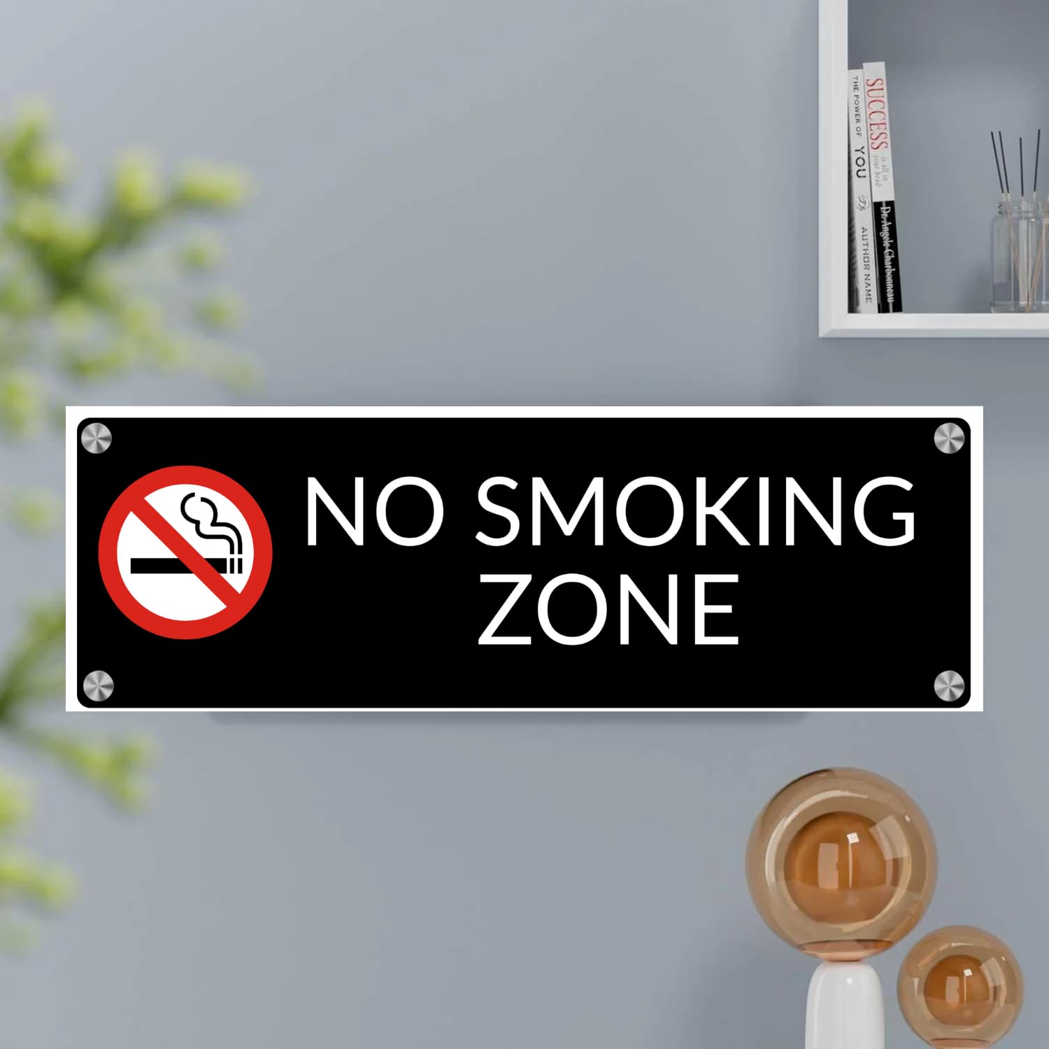 Plaque signalétique "ZONE NON-FUMEUR" en acrylique premium pour porte d'entrée de maison et de bureau, Plaques signalétiques pour espaces commerciaux - (22,9 x 7,6 cm)