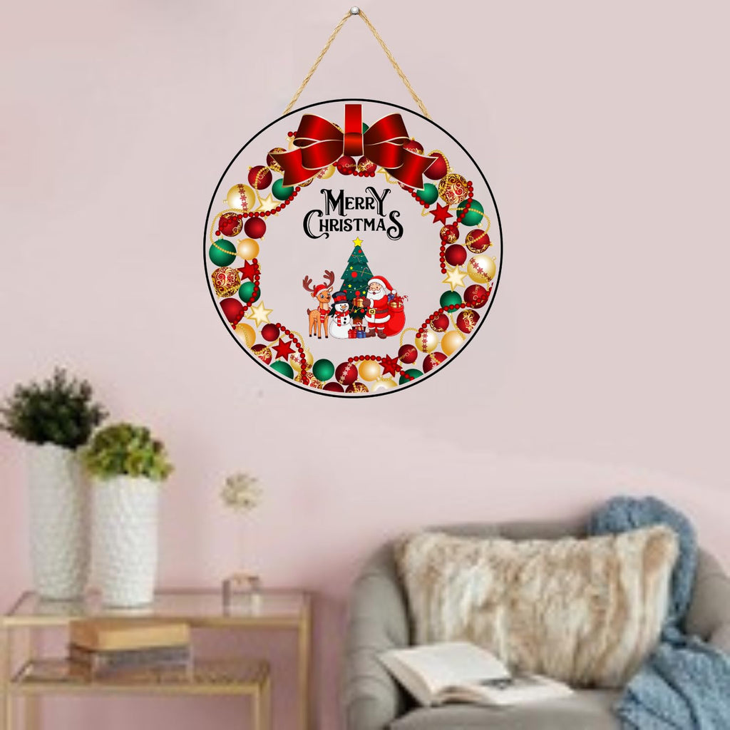 Guirlande murale/de porte d'entrée imprimée "Joyeux Noël" de style ancien pour la maison et les décorations de Noël (10 pouces)
