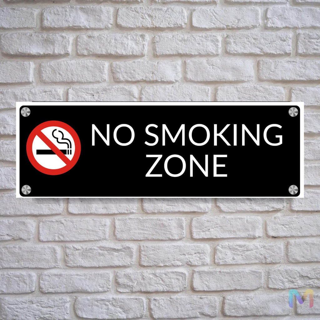 Plaque signalétique "ZONE NON-FUMEUR" en acrylique premium pour porte d'entrée de maison et de bureau, Plaques signalétiques pour espaces commerciaux - (22,9 x 7,6 cm)