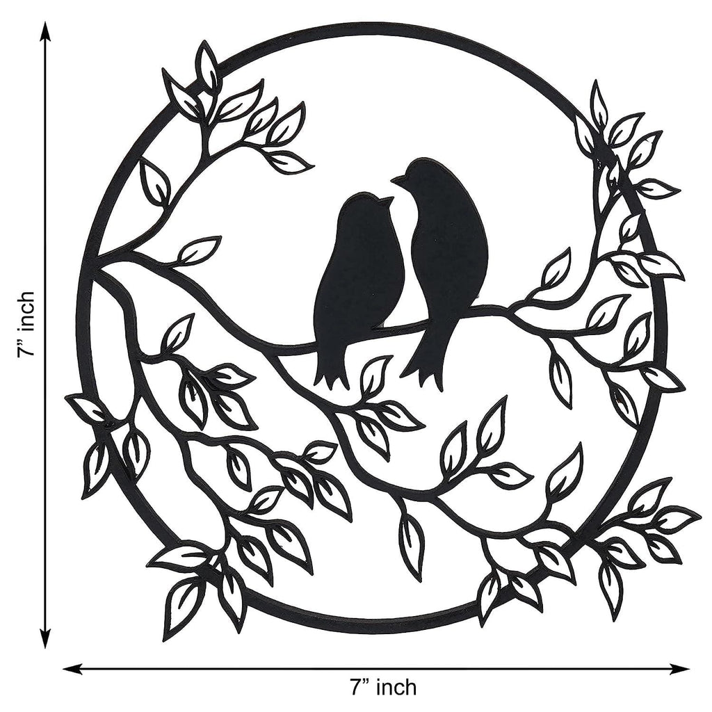 Décoration murale premium en bois découpé au laser Arbre et moineau, pour la décoration murale, la décoration intérieure, la décoration de Noël - 17,78 cm (Bois, Noir) Sculptures murales