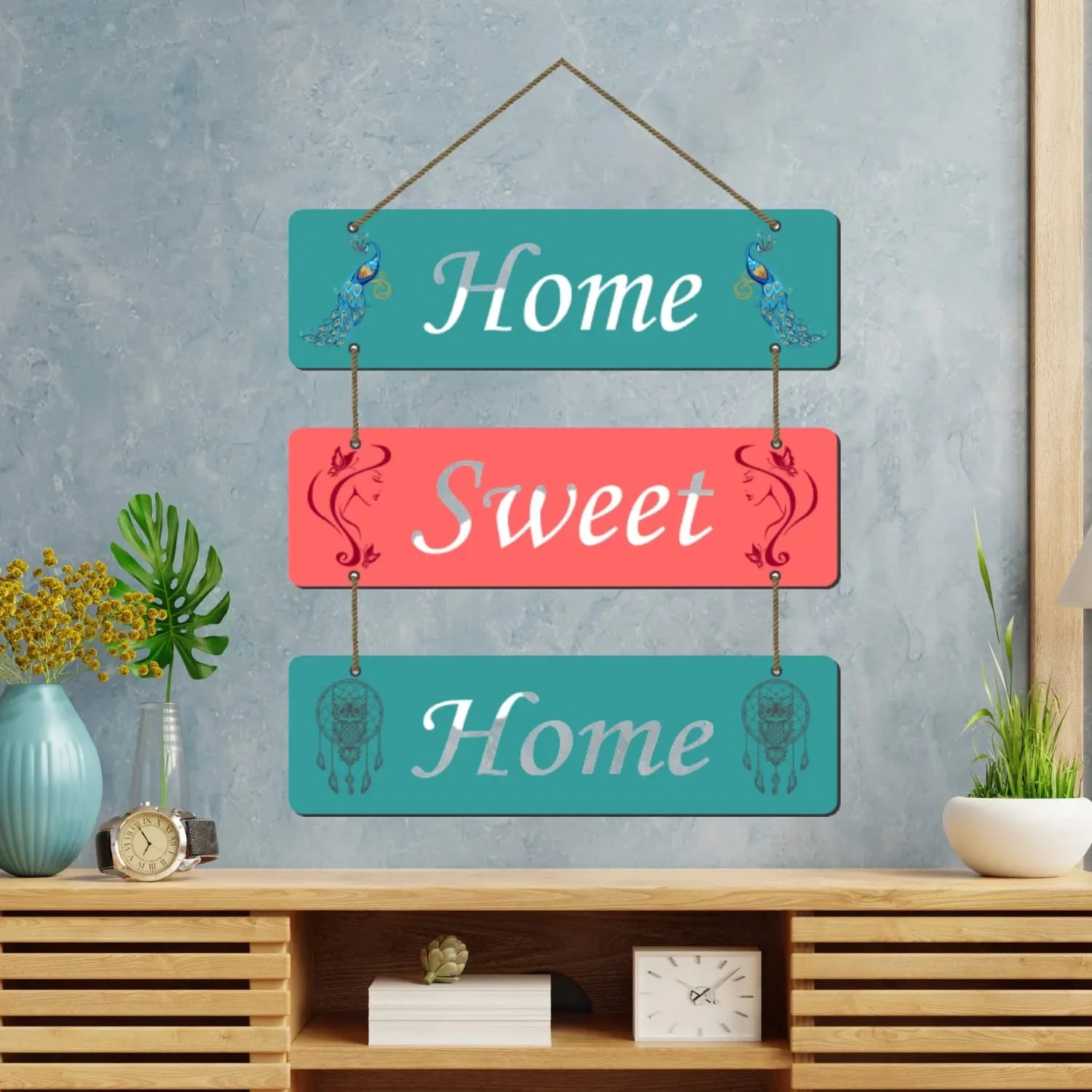 Décoration murale « Home Sweet Home » en bois pour salon, chambre, décoration d'intérieur, cadeaux, décoration avec citations, art mural pour couloir, décoration murale en MDF