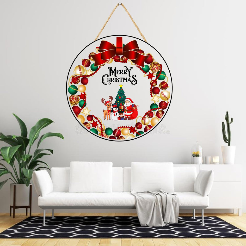 Guirlande murale/de porte d'entrée imprimée "Joyeux Noël" de style ancien pour la maison et les décorations de Noël (10 pouces)
