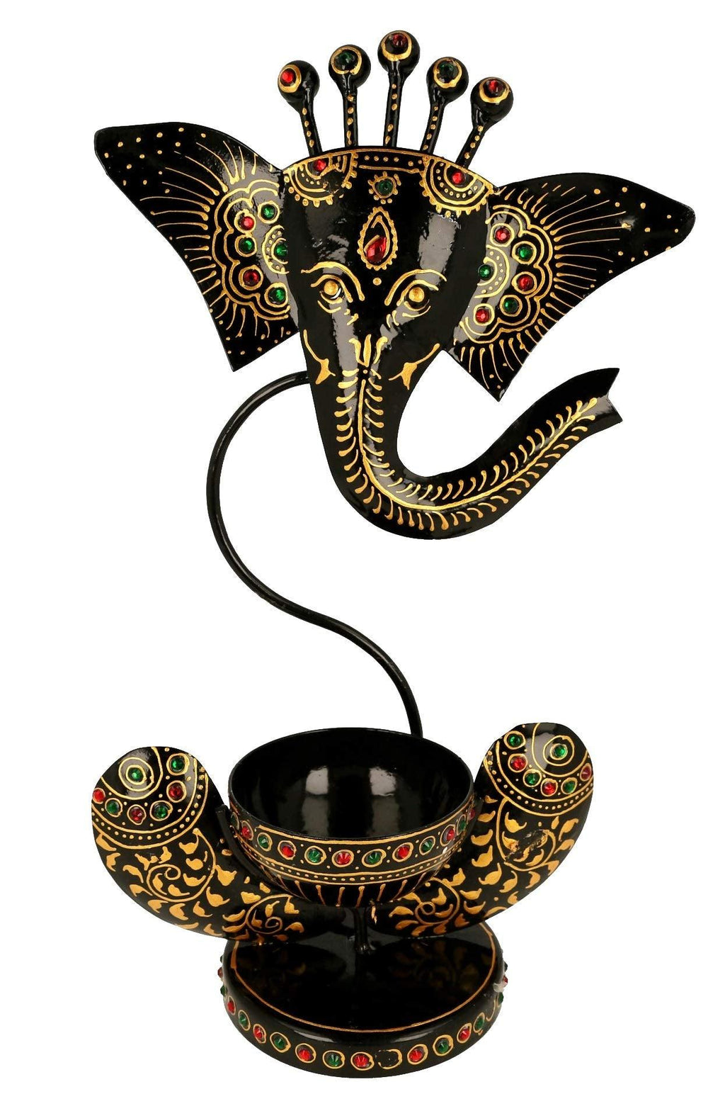 Idole de Ganesh en fer avec présentoir Deepak - pour la décoration de Diwali