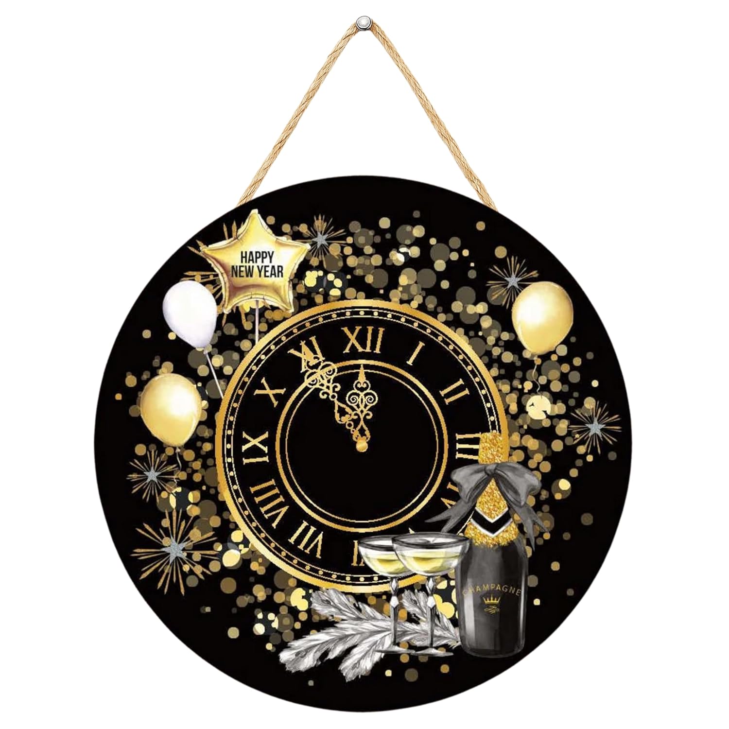 Décoration murale en bois de Nouvel An haut de gamme pour la maison et le bureau, ornement décoratif de fête de fin d'année, article de décoration d'intérieur (25 cm)
