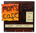 Porte-clés mural en bois « Beautiful Mom's Cafe » | pour la décoration de la cuisine | pour la décoration intérieure (4 crochets, 22,86 cm x 24,13 cm)