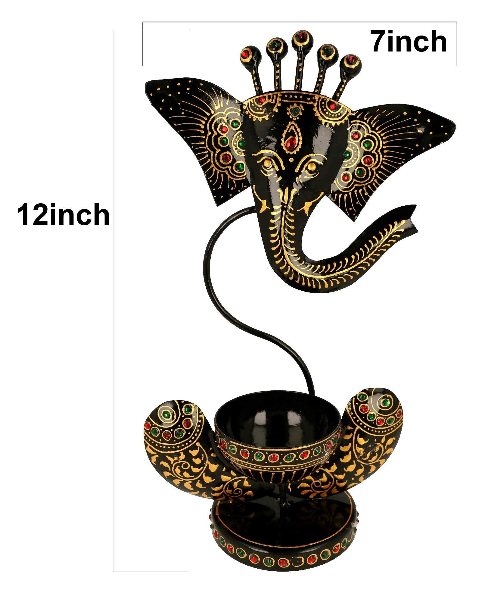 Idole de Ganesh en fer avec présentoir Deepak - pour la décoration de Diwali