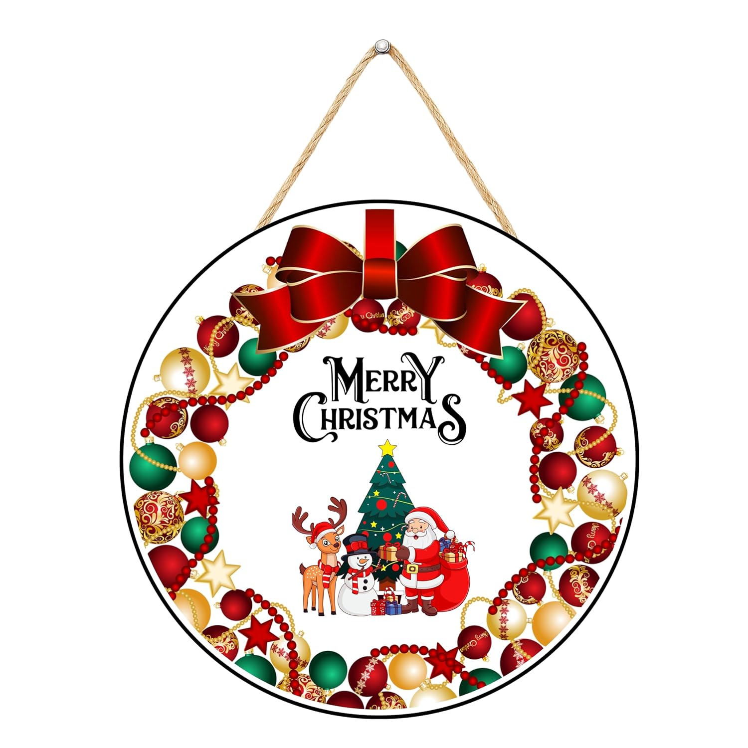 Guirlande murale/de porte d'entrée imprimée "Joyeux Noël" de style ancien pour la maison et les décorations de Noël (10 pouces)