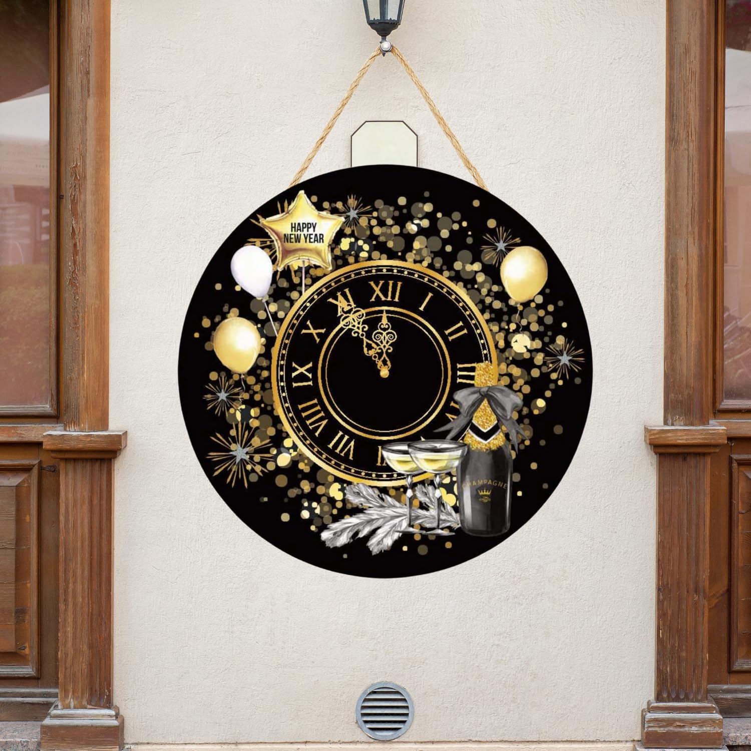 Décoration murale en bois de Nouvel An haut de gamme pour la maison et le bureau, ornement décoratif de fête de fin d'année, article de décoration d'intérieur (25 cm)