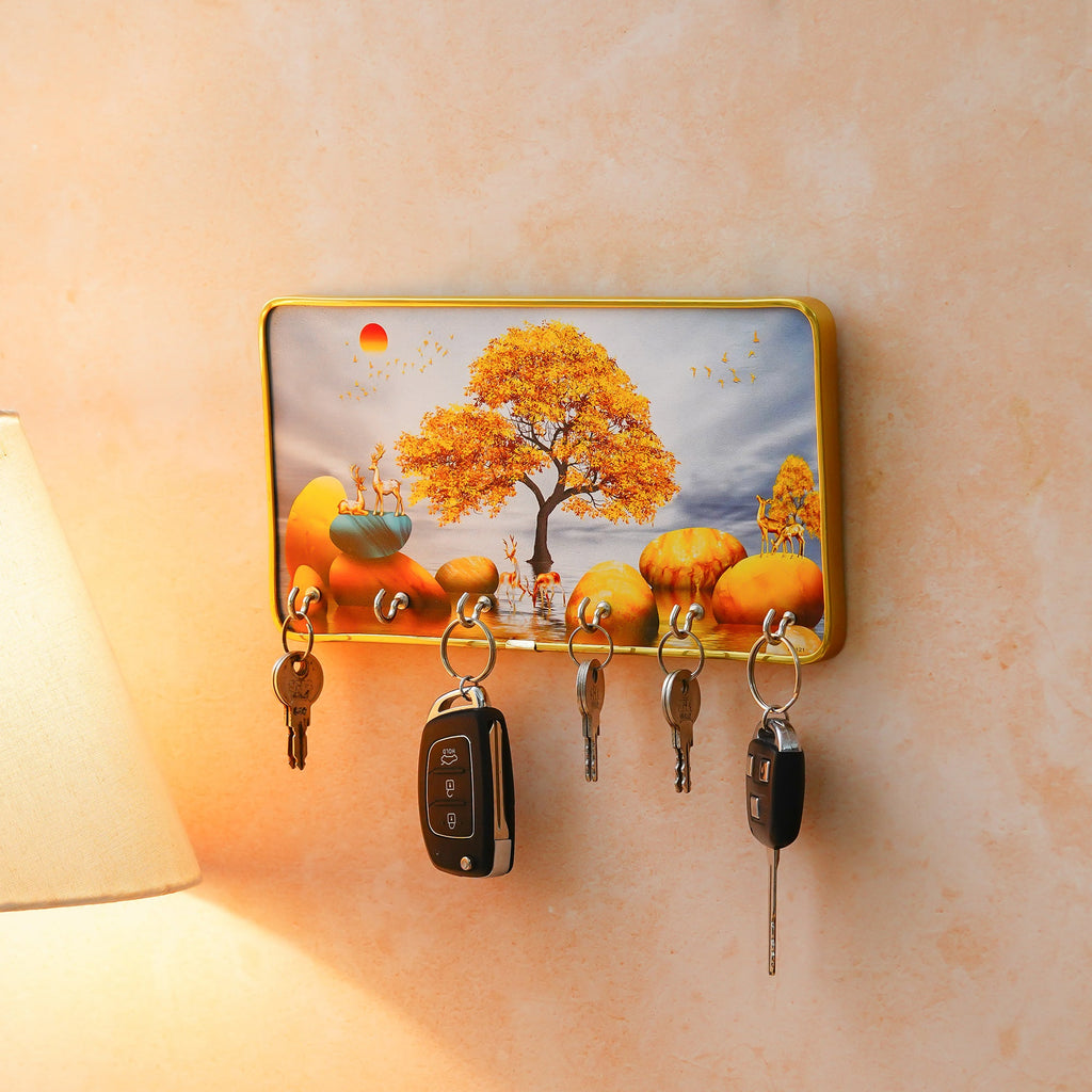 Porte-clés décoratif en toile de bois de qualité supérieure pour la maison et le bureau, accroche-clés pour la décoration murale, porte-clés (25,4 cm) (bois 8 mm) Article de décoration d'intérieur
