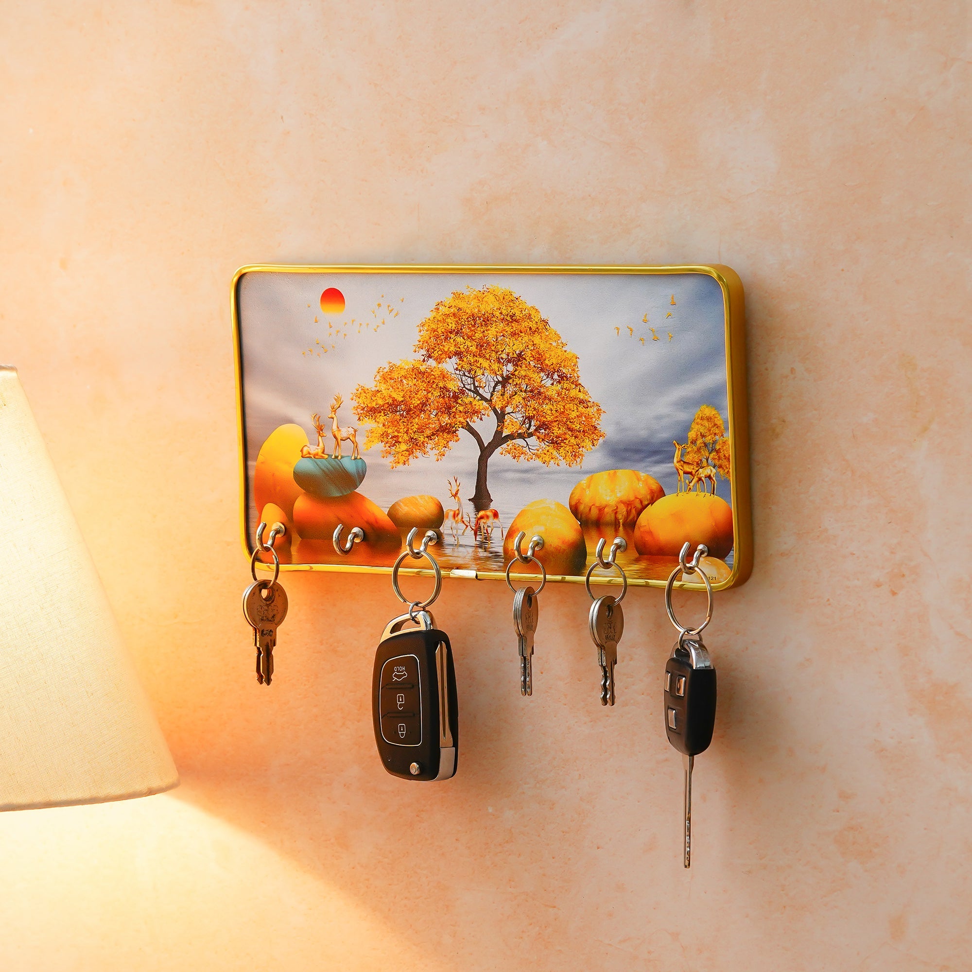 Porte-clés décoratif en toile de bois de qualité supérieure pour la maison et le bureau, accroche-clés pour la décoration murale, porte-clés (25,4 cm) (bois 8 mm) Article de décoration d'intérieur