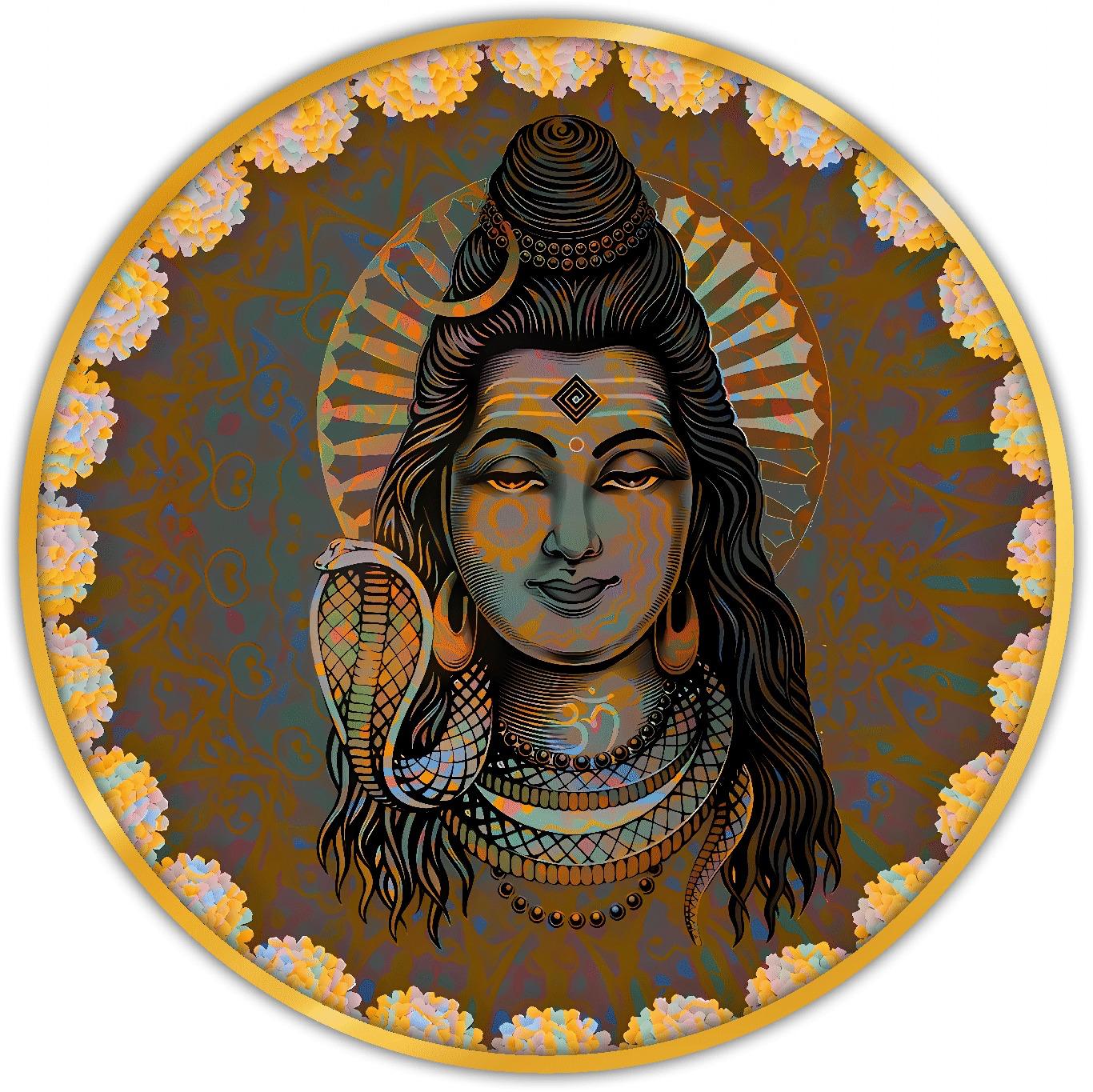 Magnifique tableau mural Seigneur Shiva pour la décoration intérieure, Art mural imprimé HD Shiva pour cadeau de mariage, Art mural pour bureau, salon, chambre et temple (30 cm)
