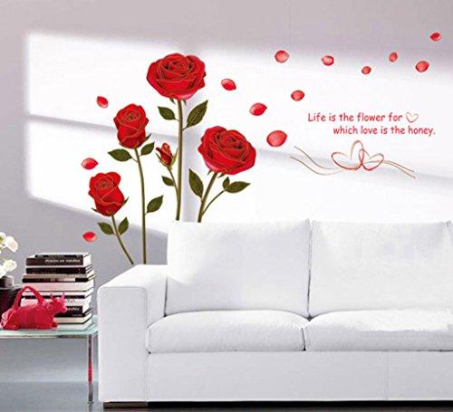 Sticker mural « Roses romantiques » (Vinyle PVC, 50 cm x 70 cm, Multicolore)