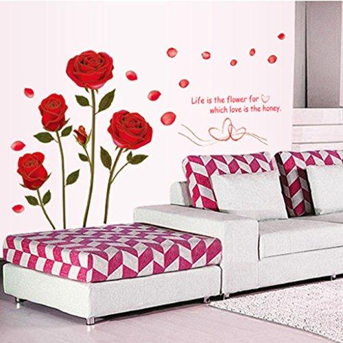 Sticker mural « Roses romantiques » (Vinyle PVC, 50 cm x 70 cm, Multicolore)