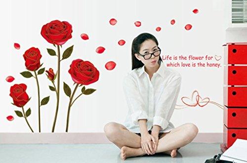 Sticker mural « Roses romantiques » (Vinyle PVC, 50 cm x 70 cm, Multicolore)