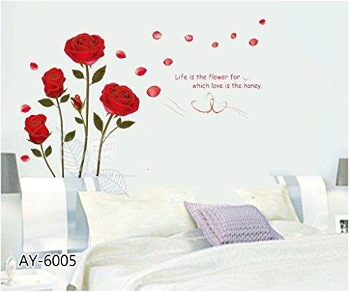 Sticker mural « Roses romantiques » (Vinyle PVC, 50 cm x 70 cm, Multicolore)