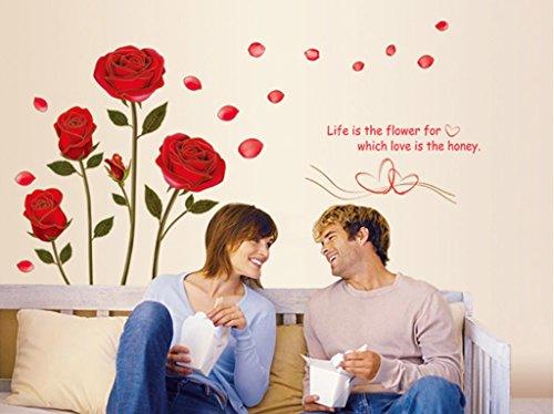 Sticker mural « Roses romantiques » (Vinyle PVC, 50 cm x 70 cm, Multicolore)